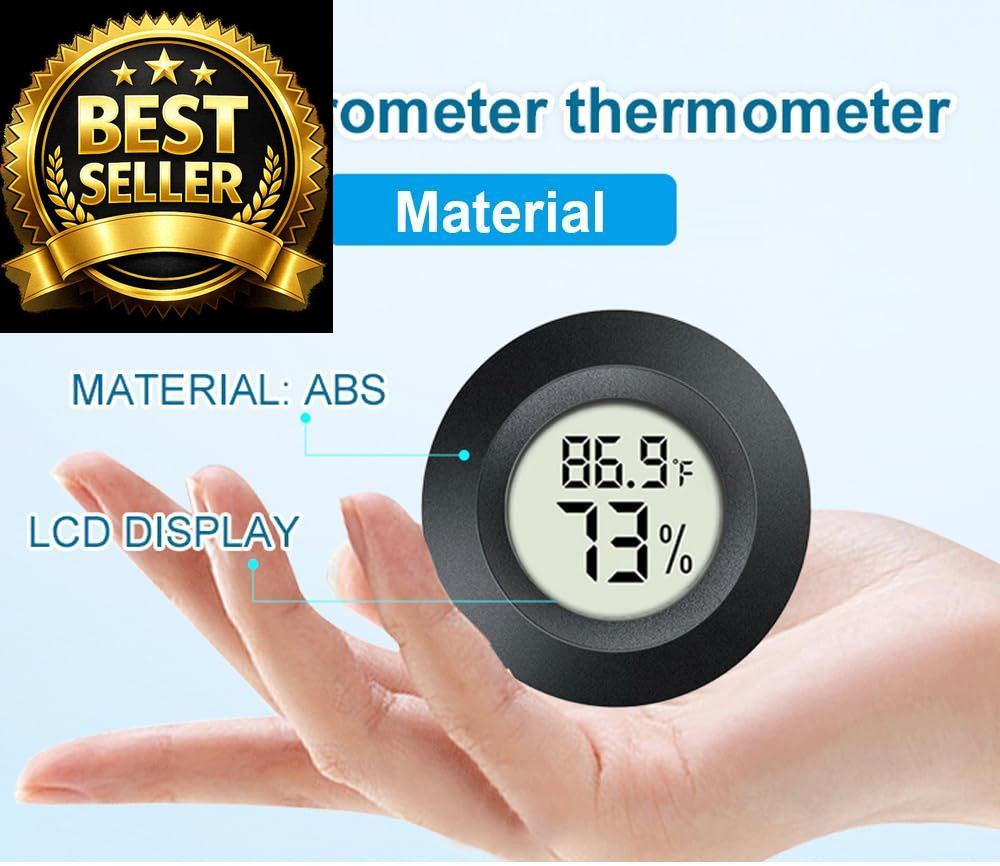 JEDEW 6 Pack Hygrometer Thermometer Digital Humidity Meter Black