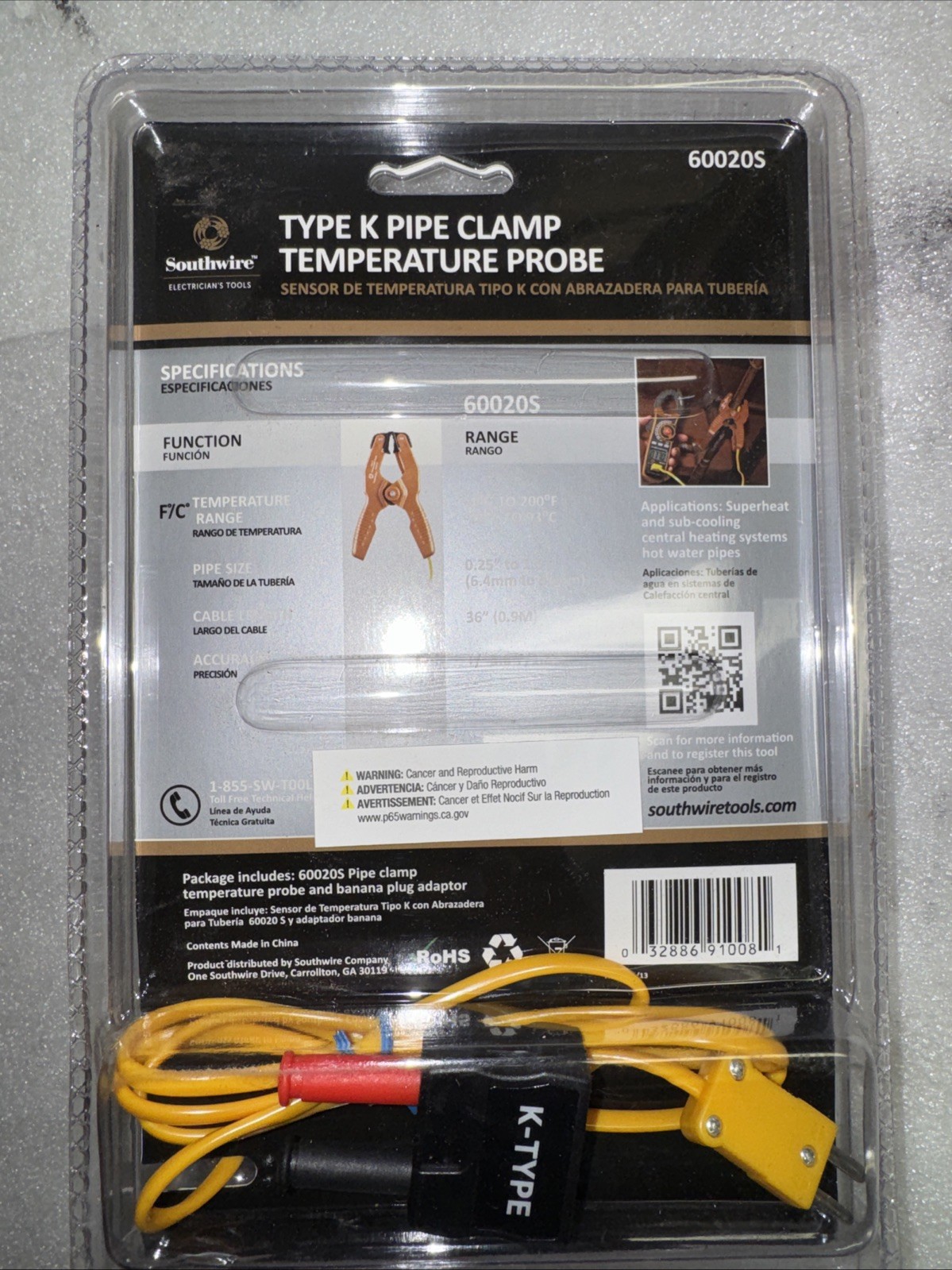 Southwire Type K Pipe Clamp Temperature Probe – Model 60020S