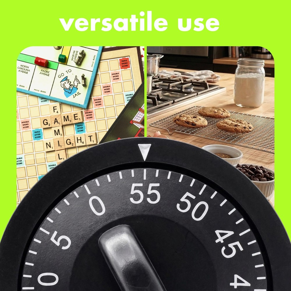 60 Minute Wind Up Timer, Visual Mechanical Timer, from 0 to 60 Minutes, for Kitc