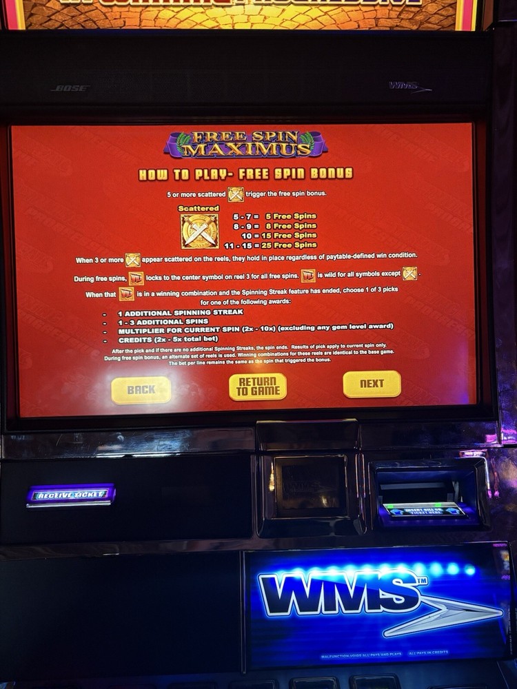 WMS BB2 SLOT MACHINE SOFTWARE GAME CARD ONLY FREE SPIN MAXIMUS FUN GAME TESTED