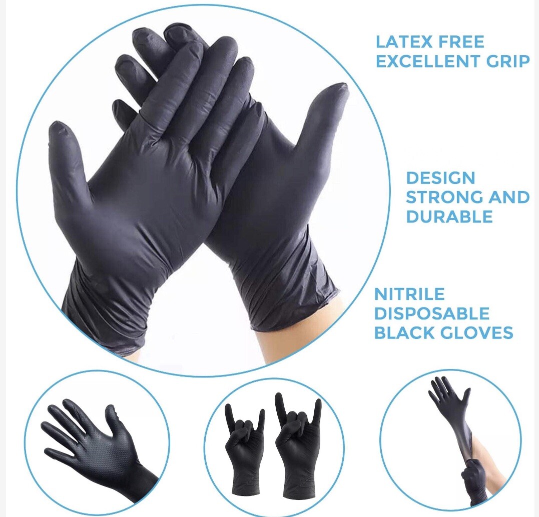 Schneider Black Industrial Disposable Nitrile Gloves 5 Mil Latex & Powder Free