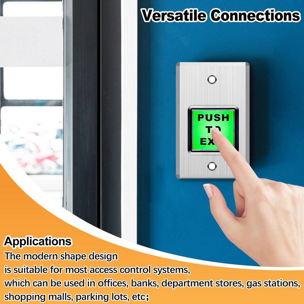 Push to Exit Button,Indoor Green Square Request to Exit Button,Stainless Steel E