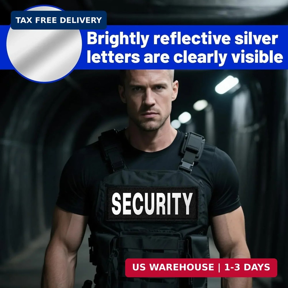 Security Patch, 2 Pcs Reflective Security Hook and Loop Patch for Vest Printed L