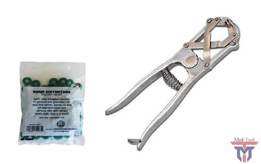 HD Elastrator Tool Castrate Dock Tail Cattle Sheep Goat + 100pc O-rings