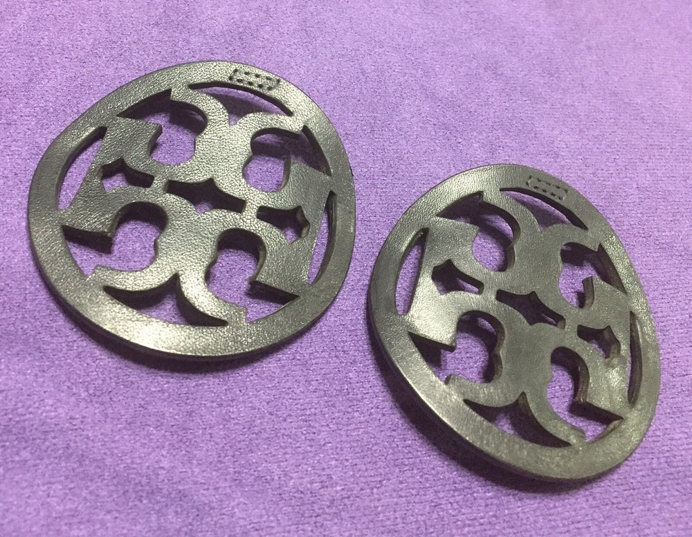Authentic Tory Burch Black Leather Replacement Emblems Set Of Two