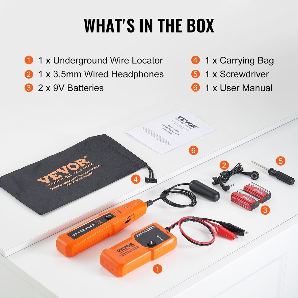 3ft Detection 1000ft Range Underground Wire Tester with Accessories