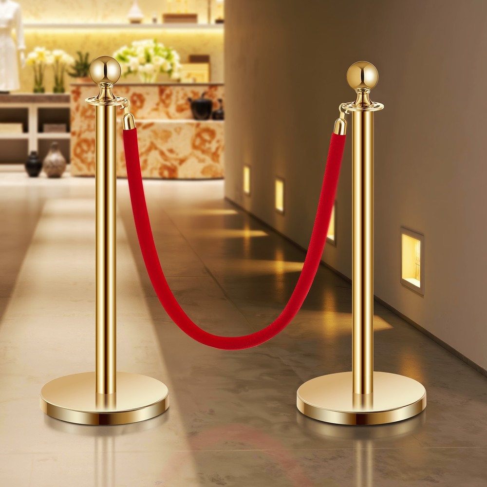 VEVOR 4Pcs Gold Stanchion Post Crowd Control Queue Barrier Sand Injection Base