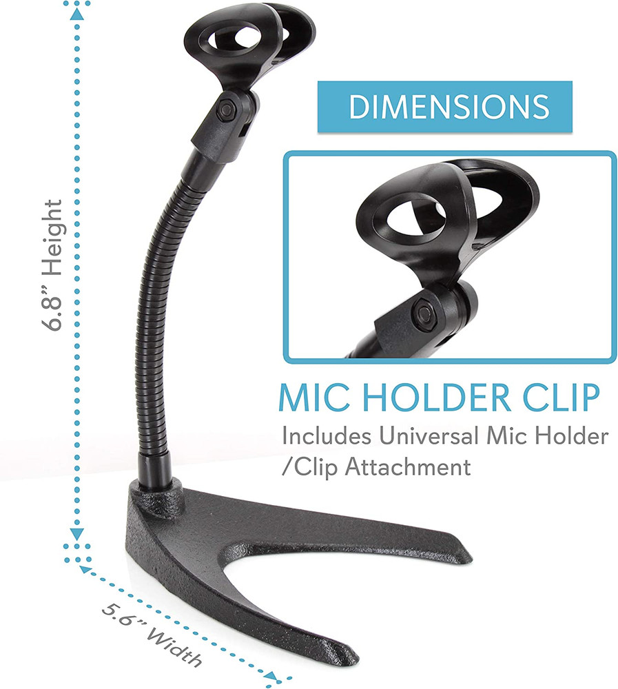 Pyle Desktop Microphone Stand - Universal Tabletop Mic Holder w/ Flexible 8.2