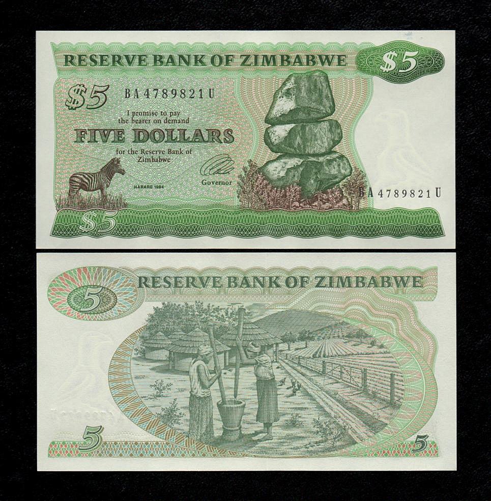 Zimbabwe 5 dollars 1994 UNC P-2d