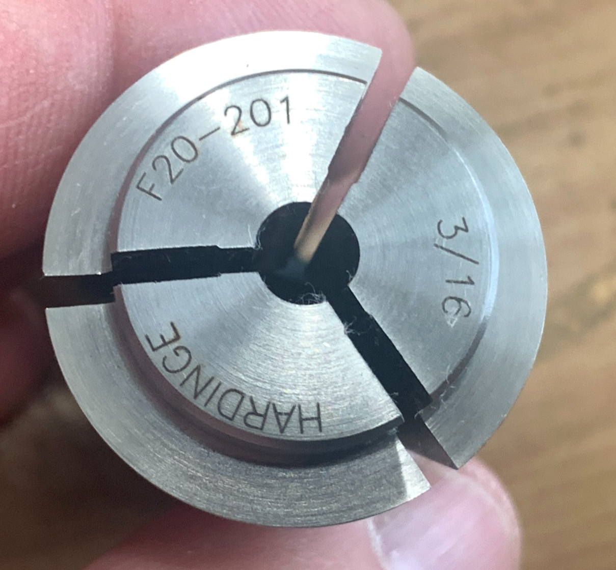 HARDINGE F20-201 3/16" ROUND COLLET EXCELLENT CONDITION