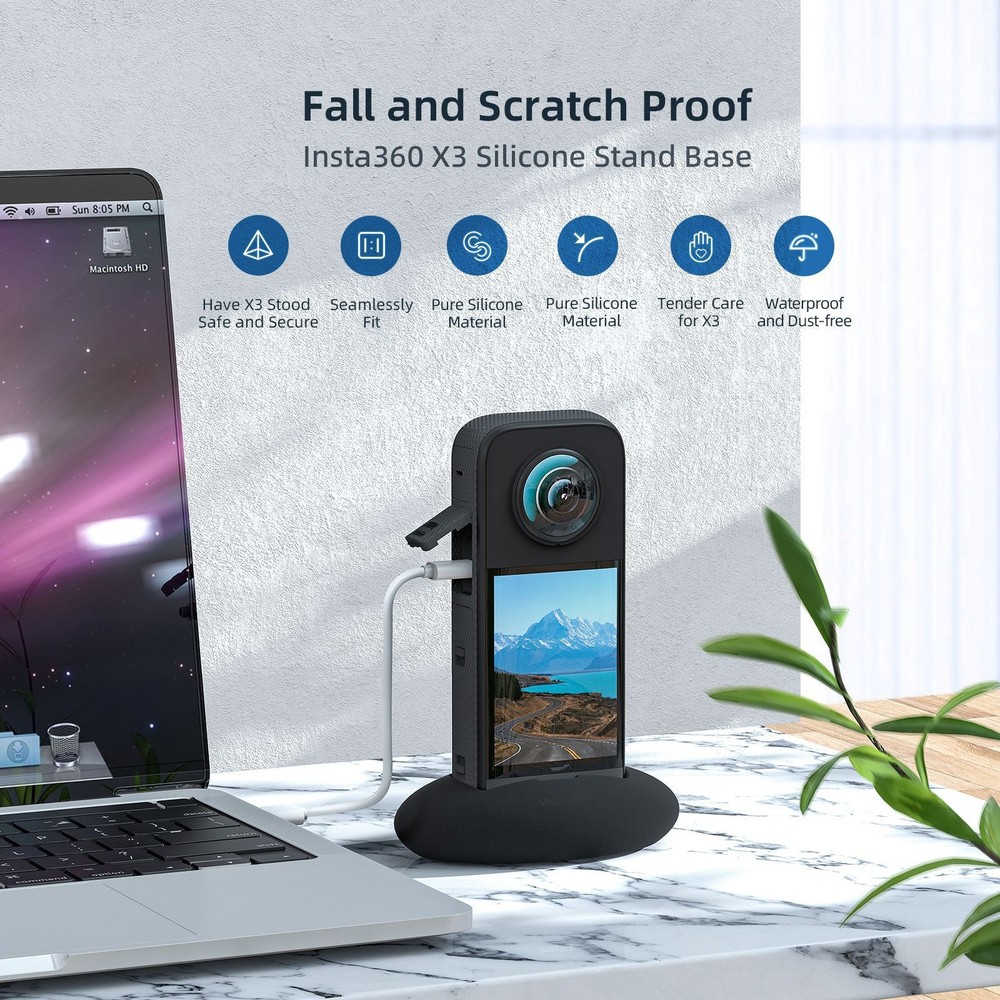 Silicone Camera Desktop Stand Base Holder Mount Bracket for Insta360 X3 Action