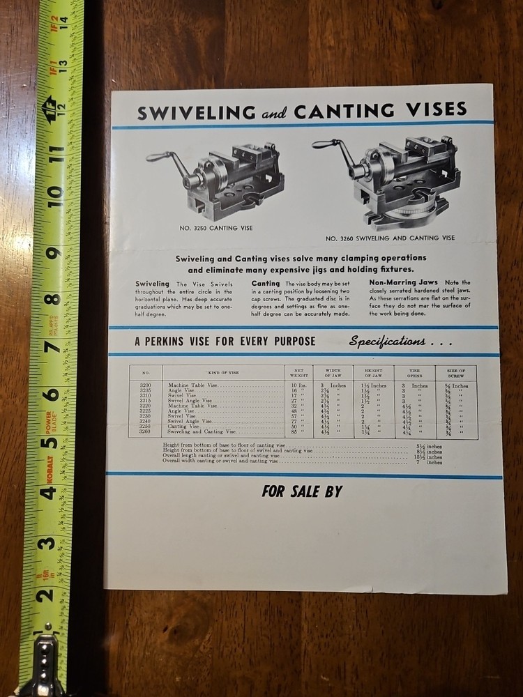 PERKINS TOOLS PRECISION MACHINE VISES CATALOG NEBRASKA