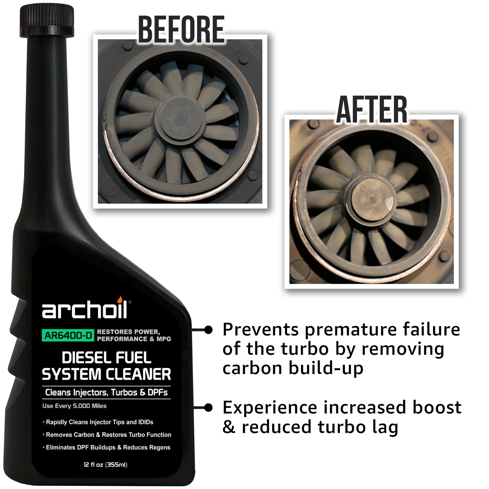 Archoil Diesel Fuel System Kit - AR6500 (40.6oz) + AR6400-D (12oz)