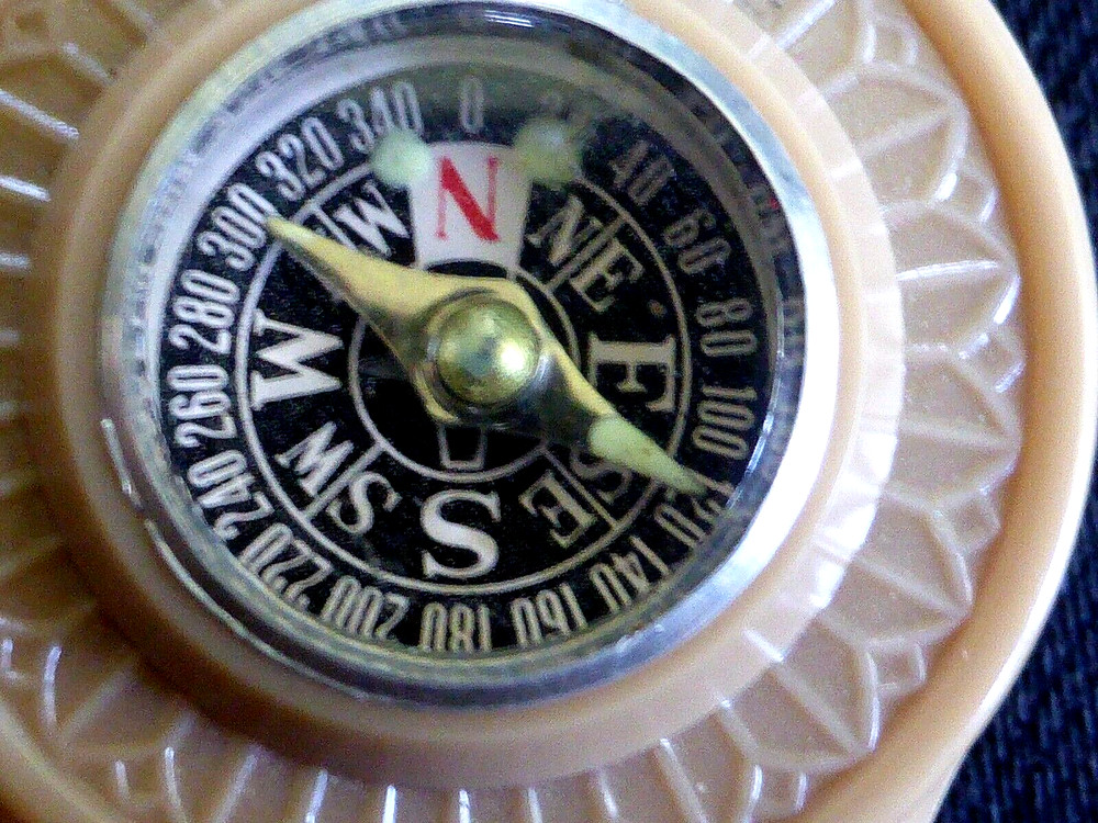 Great Vintage Curvimeter Map Measuring Wheel & Compass, 1940s