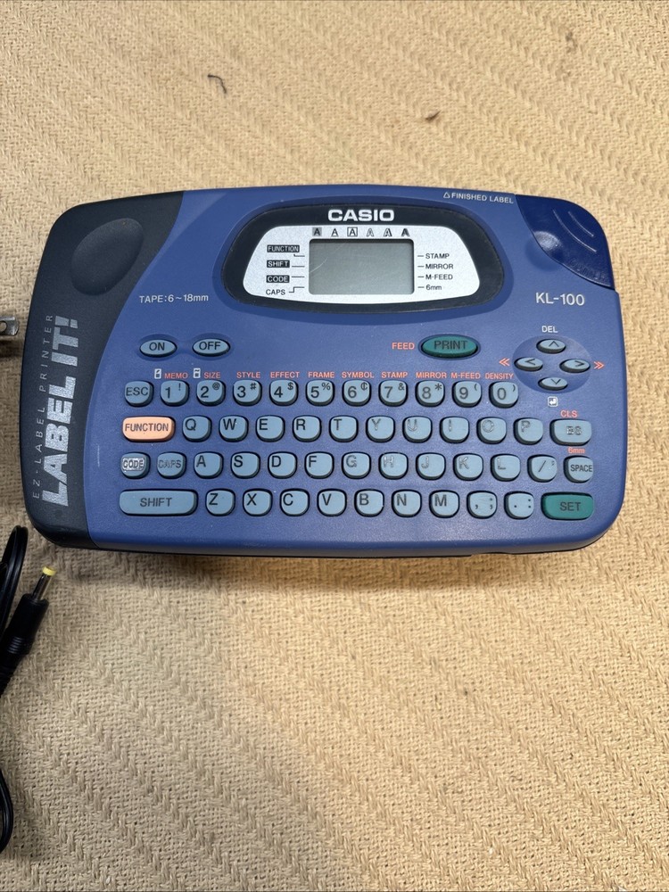 Casio EZ-Label Printer Blue KL-100 With A/C Adapter