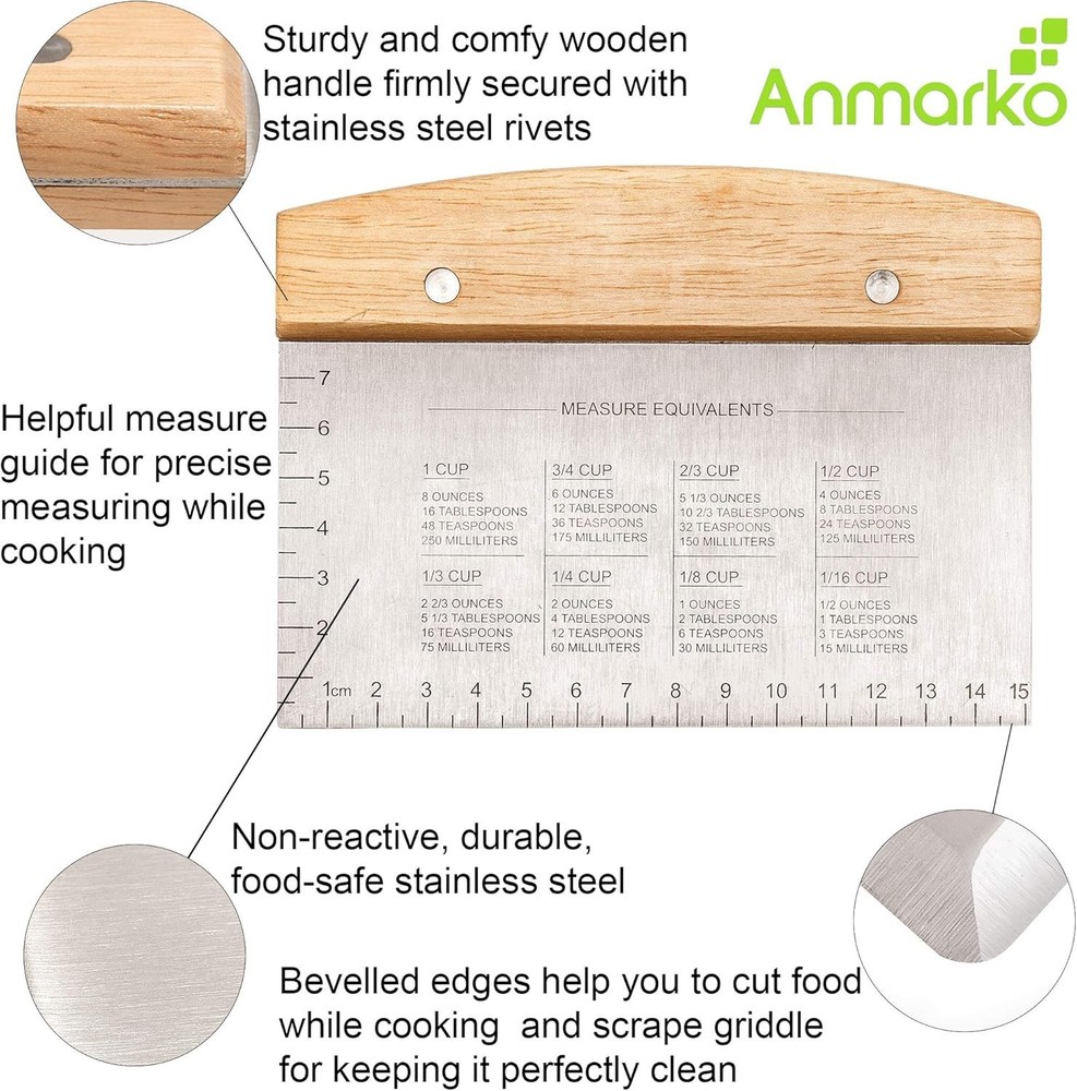 Multi-Functional Bench Scraper & Dough Cutter with Measuring Guide - Gift-Ready!