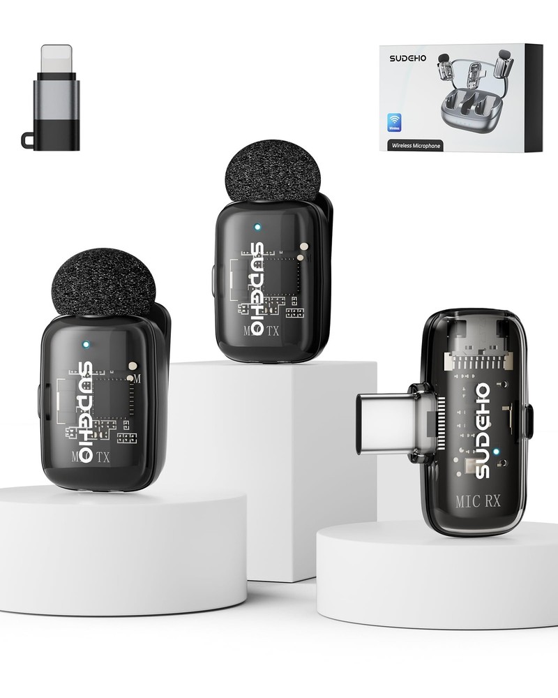 Wireless Mini Lavalier Microphones for iPhone iPad Android with Charging Case...