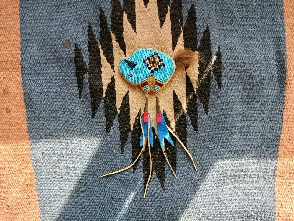 BEADED BUFFALO - Amulet, Toy, Plains style beadwork