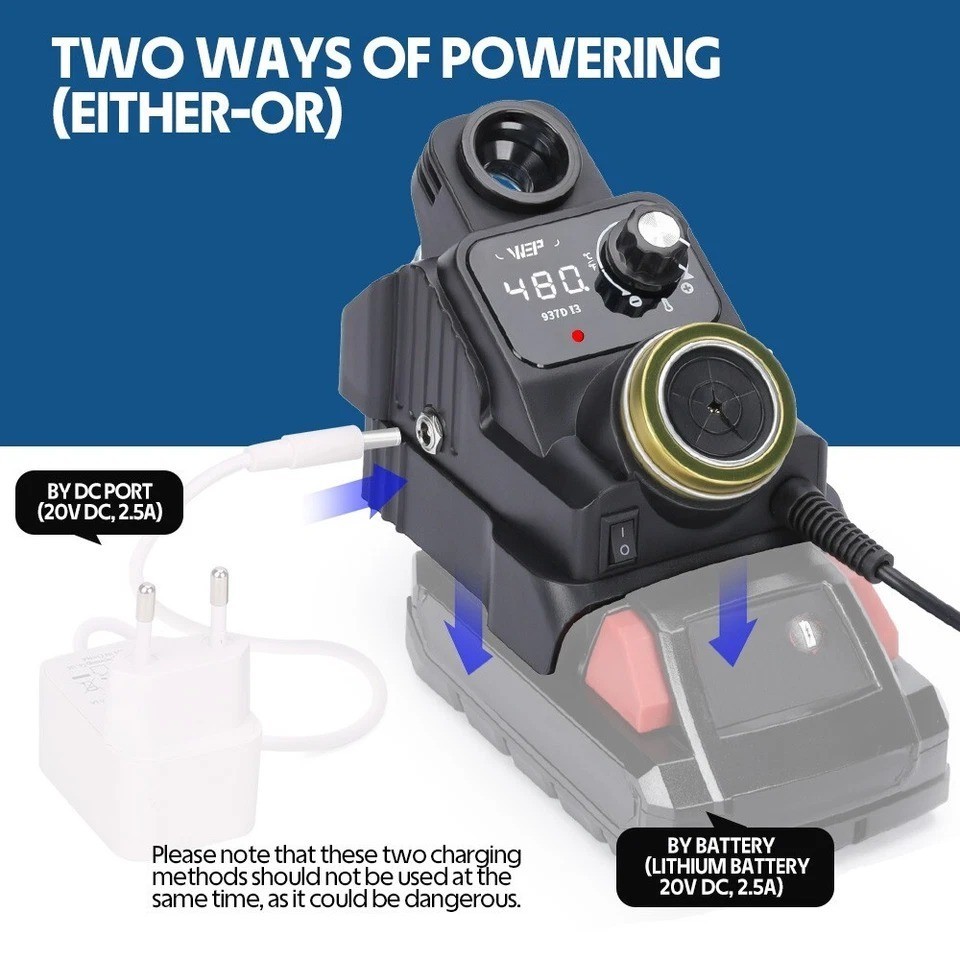 WEP 937D-I Cordless Digital Soldering Iron Station for Milwaukee 18V Battery