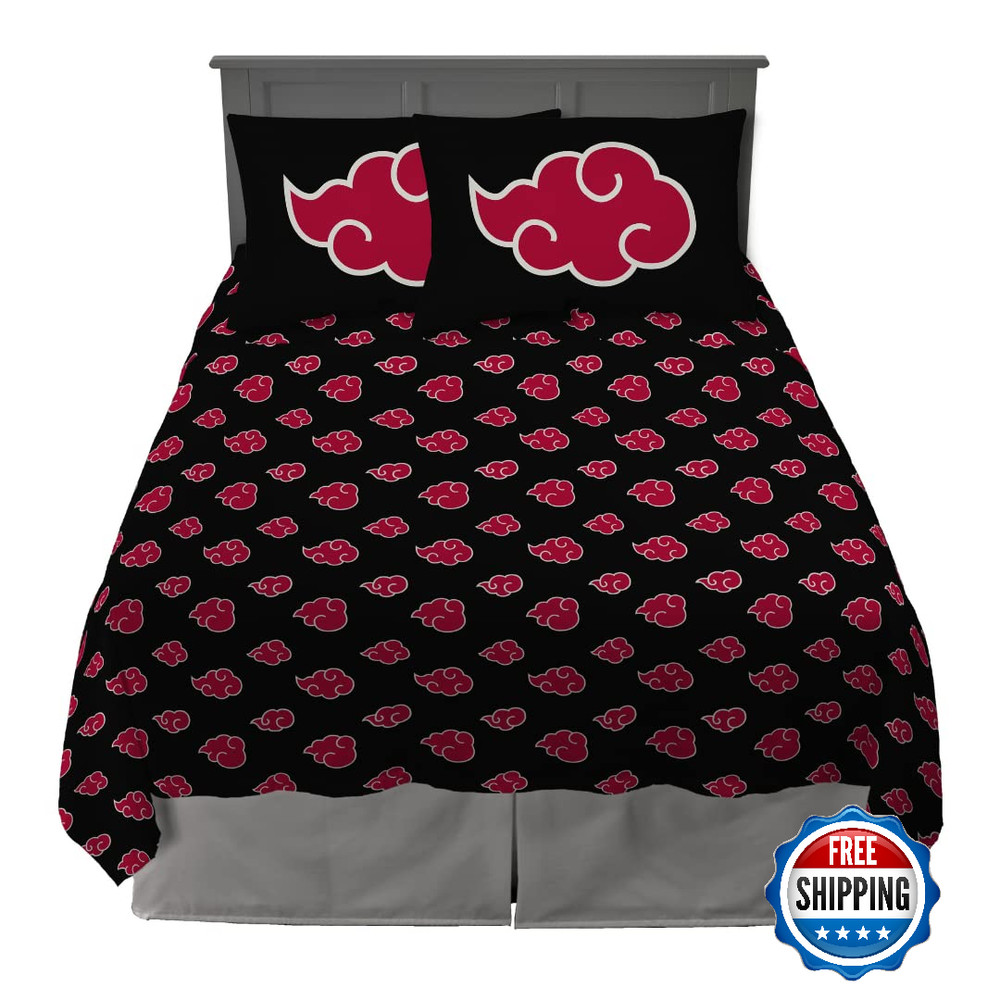 Naruto Akatsuki Anime Bedding Super Soft Microfiber Queen Sheet Set