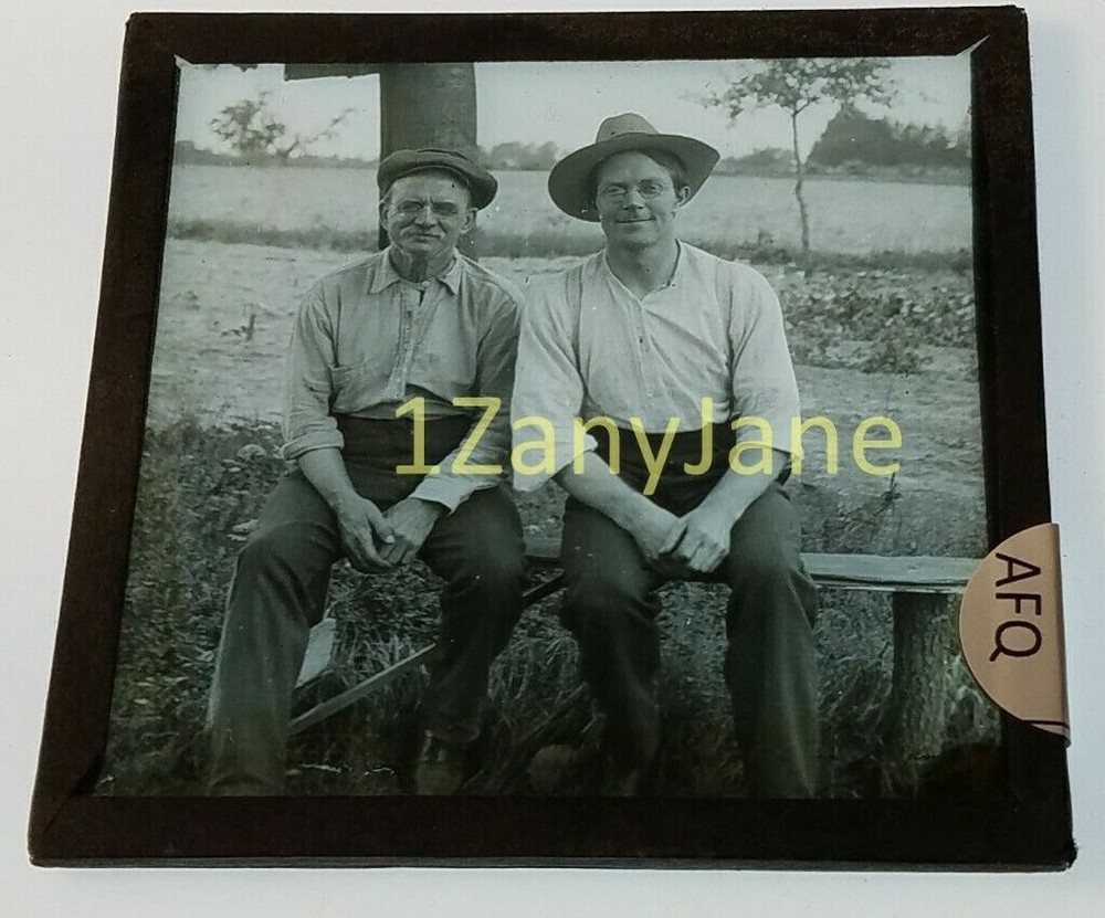 Glass Magic Lantern Slide  AFQ BAVARIAN GERMEN MEN HELP ME IDENTIFY
