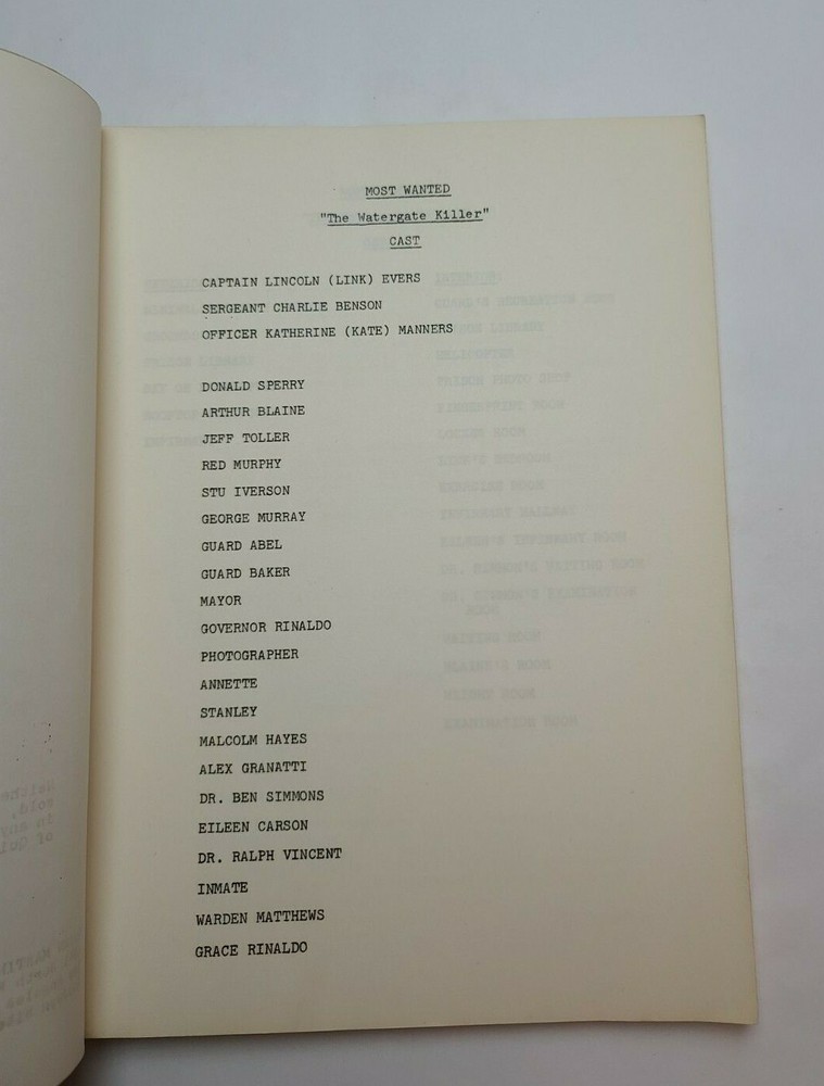 MOST WANTED / Elroy Schwartz 1976 Script, Robert Stack "The White Collar Killer"