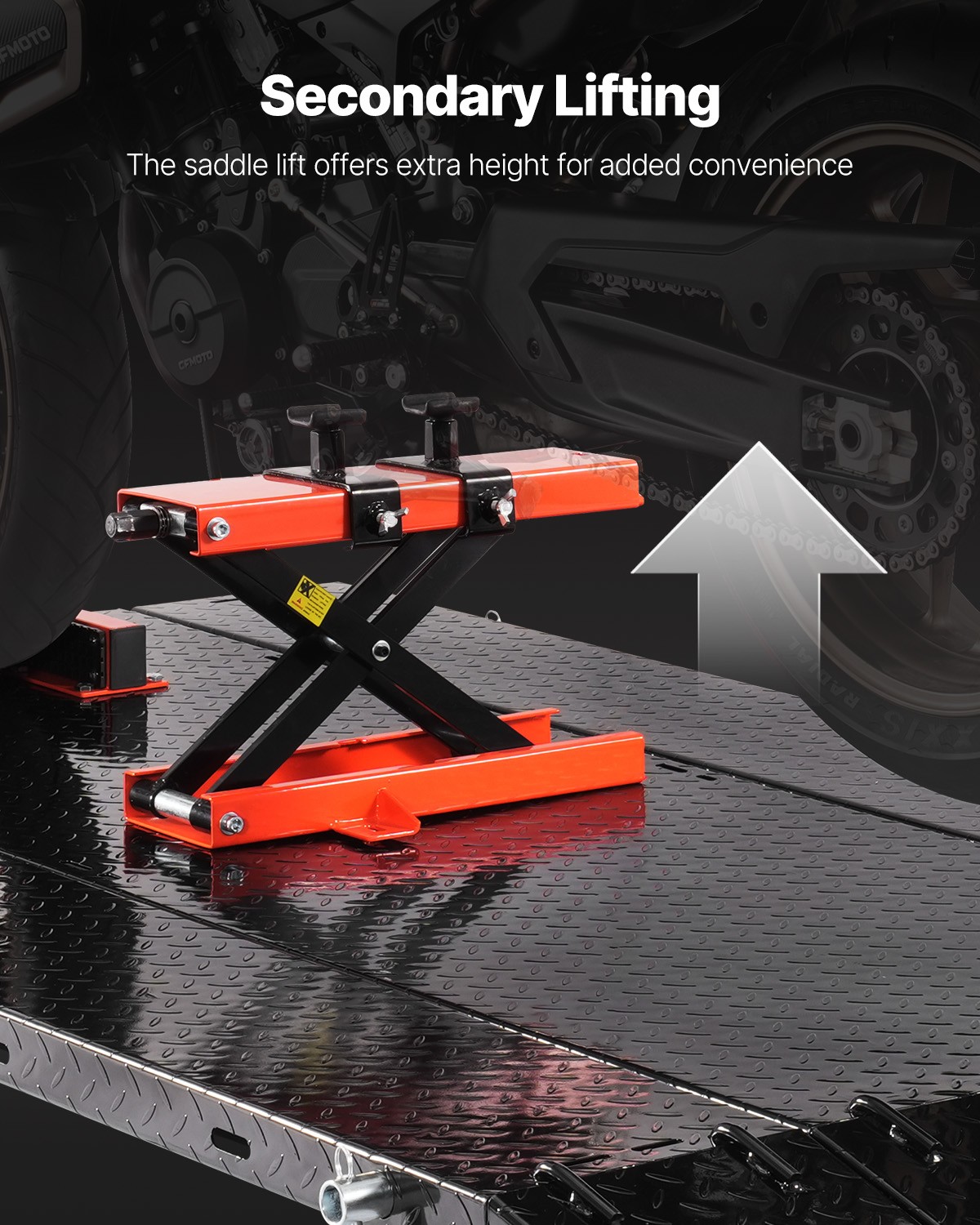 VEVOR Motorcycle Jack Lift 1500lb Pneumatic Motorcycle Jack Removable Workbench