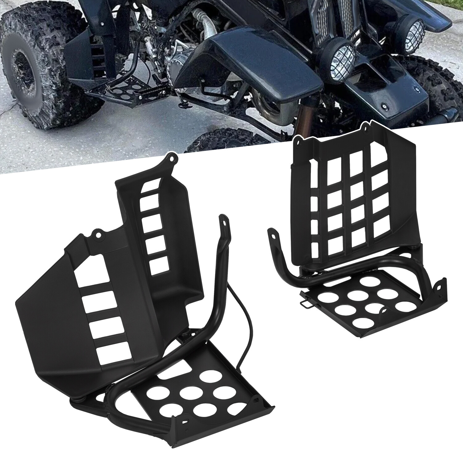 Black Heel Guards Footrest For 1987-2006 Yamaha Banshee LH+RH Nerf Bars