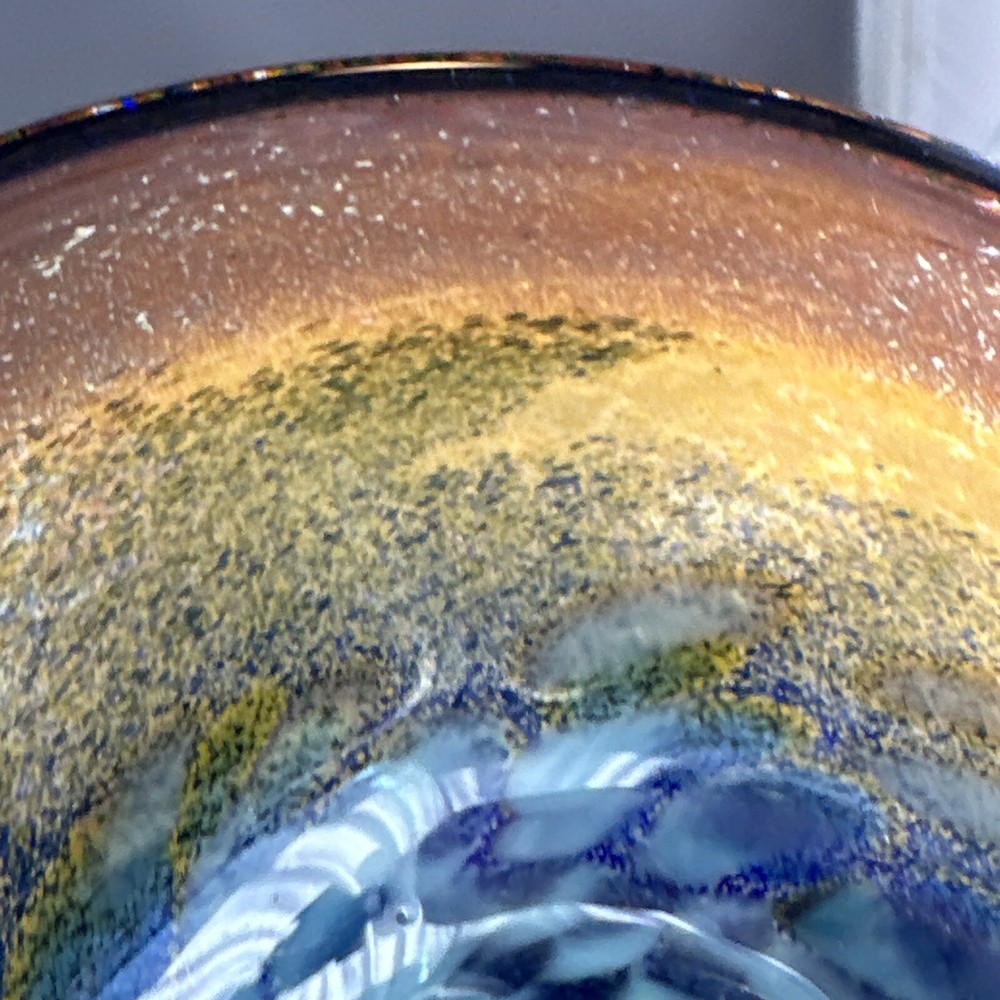 Small Hand Blown Glass Dish With Stand