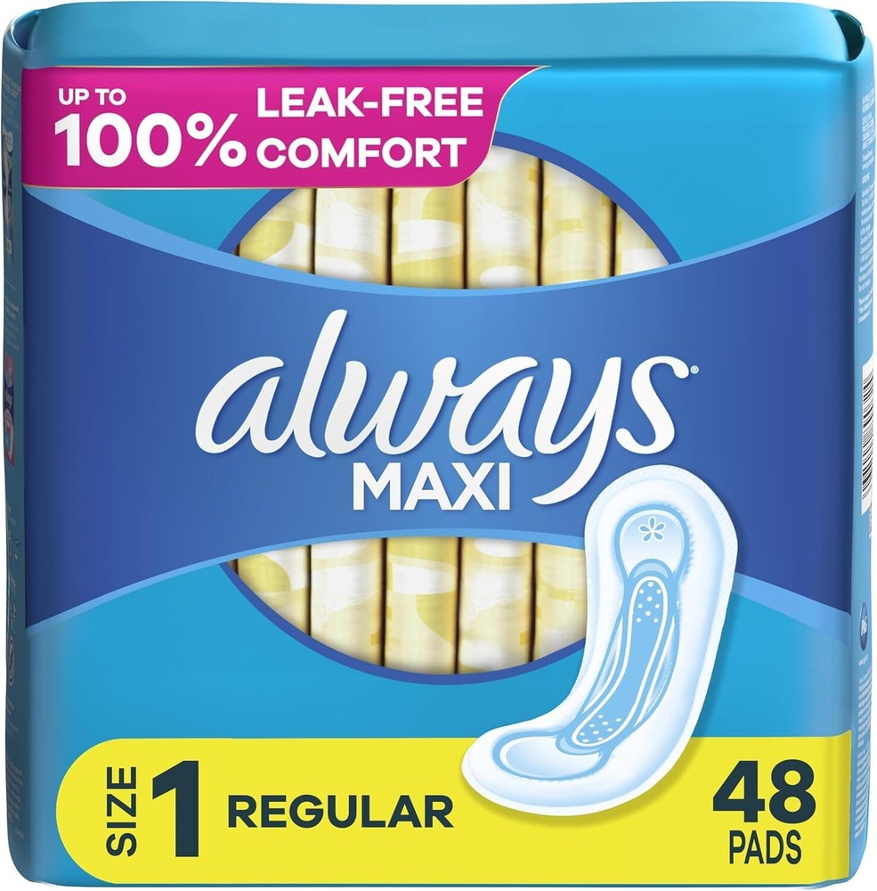 Always Maxi Feminine Pads For Women, Size 1 Regular Absorbency, Without Wings...