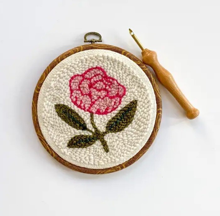 Pink Peony Punch Needle Kit
