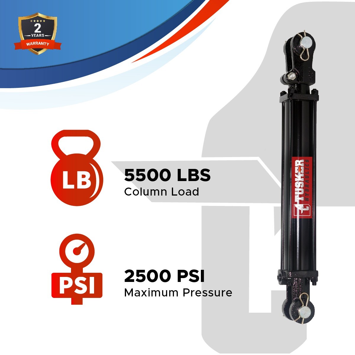 2.5x24 Hydraulic Cylinder 2.5" Bore 24" Stroke Double Acting Tie-Rod Cylinder