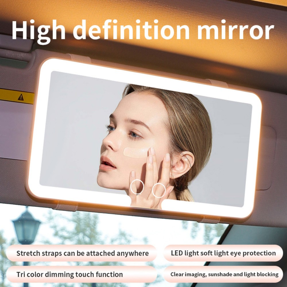 Rechargeable Vanity Mirror For Car Sun Visor With 3 Light Modes Type-C Charging