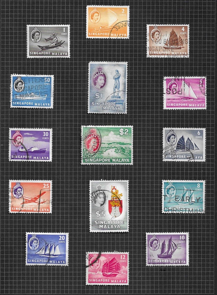 Singapore Malaya 1955 1c to $5. SG38 - 52