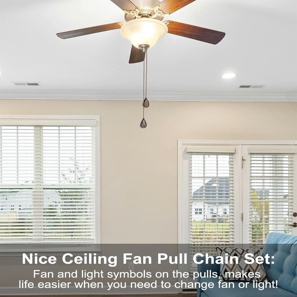 4 Pack Bronzed Ceiling Fan Pull Chain Extension, 12 Inches Classic Drop Shaped