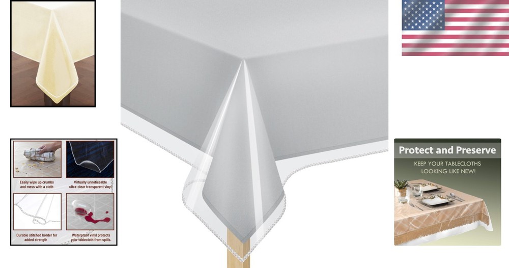 Deluxe 54" x 78" Rectangular Table Cover - Waterproof Vinyl Protector for Dining