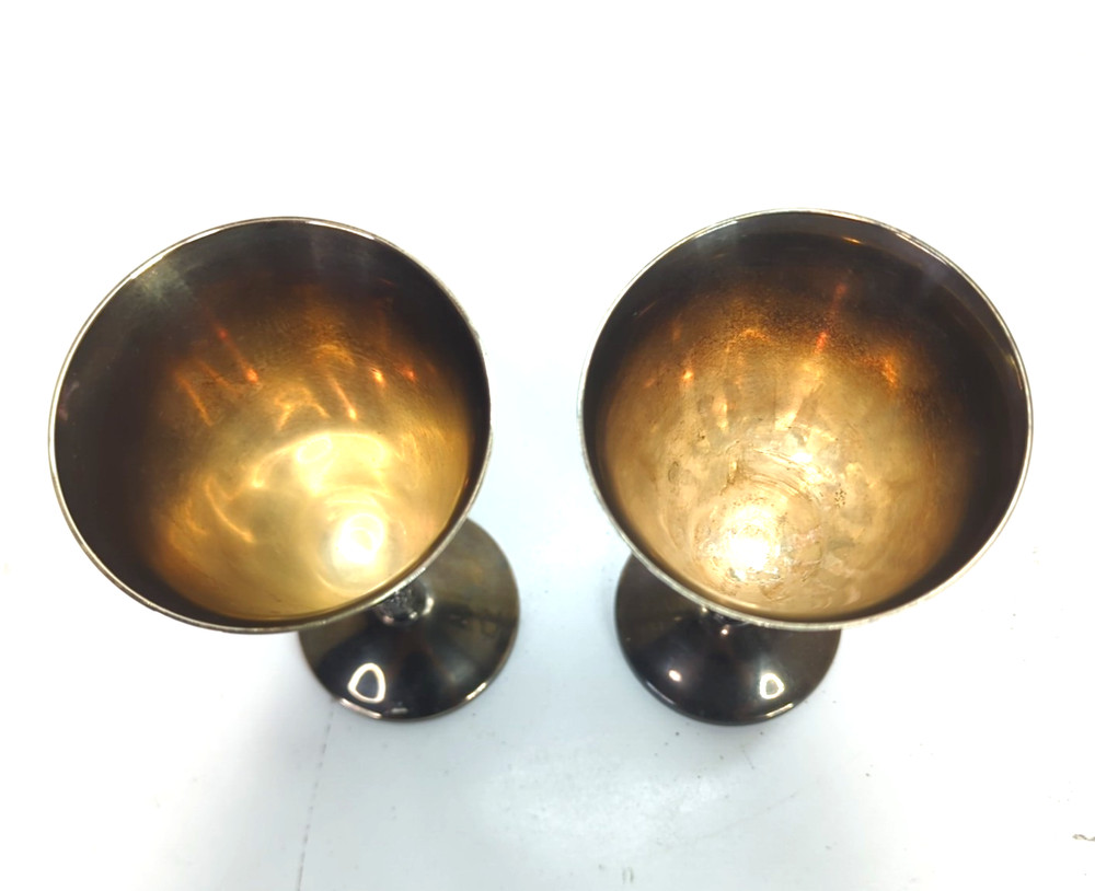 Vintage 6 Silver Plated Roma S.L. Spain Madrid 7-1/8” Height Wine Goblets Used