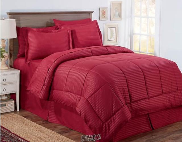 Embossed Stripe Comforter Burgundy Queen embossed pattern