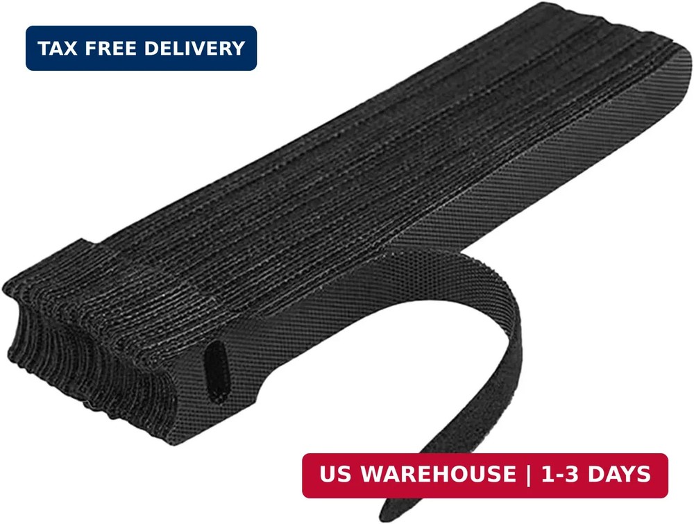 30Pcs Cable Straps Black Wire Cord Hook Loop Ties Reusable Fastening Organizer