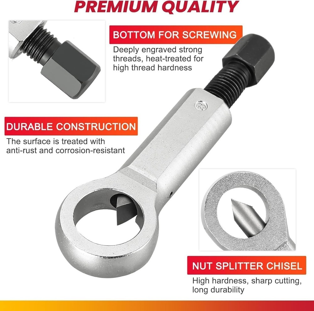 4PCS Nut Splitter Breaker 9-27mm Nut Remover Extractor Adjustable Cracker Tools