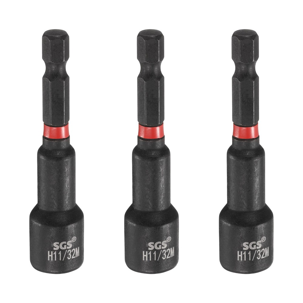 3pcs Nut Driver Drill Bit 11/32" Socket 1/4" Hex Shank 2.56" Magnetic Setter