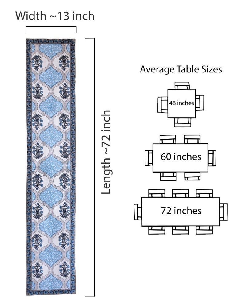 Table Runner with Floral Print - Handmade Authentic Indian Rajasthani Tableware