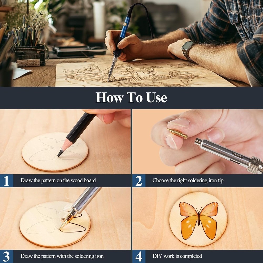 Wood Burning Kit 113pcs Professional Wood Burning Tool Adjustable Temperature...