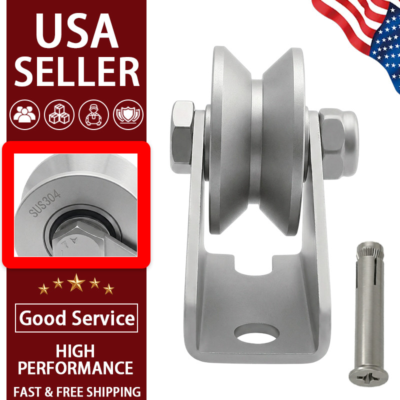 V Groove Pulley Wheel Steel Stainless Heavy Duty Detachable Cable Rope Wheel