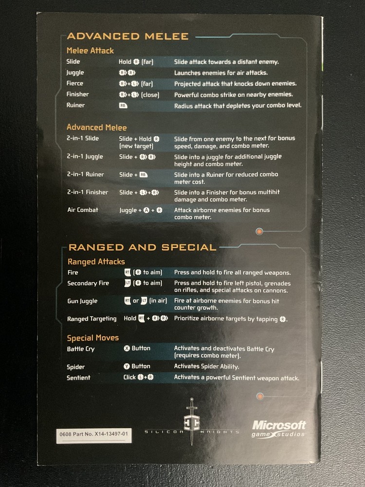 Too Human Microsoft Xbox 360 Instruction Manual Only