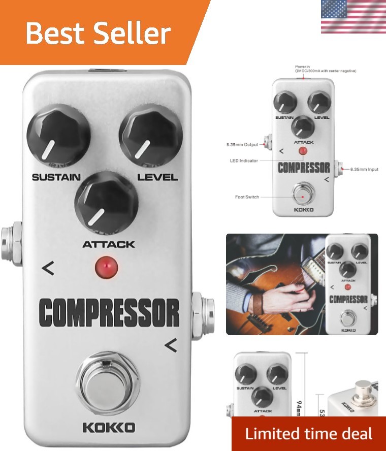 Durable Mini Guitar Compressor Pedal with LED Indicator - Enhanced Sound Control