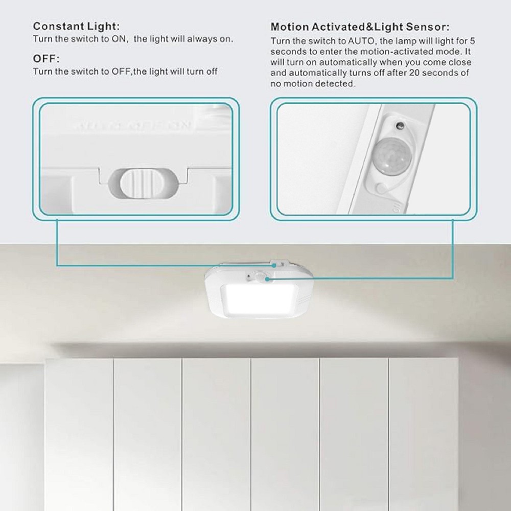 Battery Operated Ceiling Light Motion Sensor Light Indoor Motion 6000K