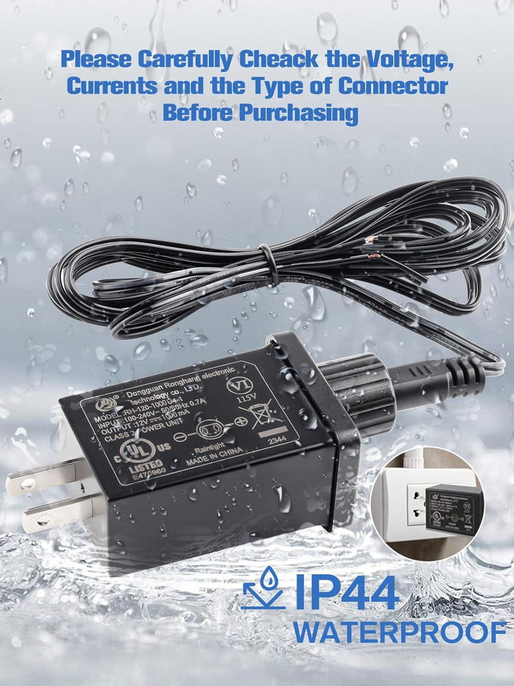 Lorvain Replacement Yard Inflatable Adapter 12V 1A,Class 2 Power Supply Adaptor