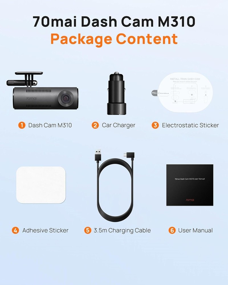 Front Dash Camera 130° Wide-Angle Loop Recording