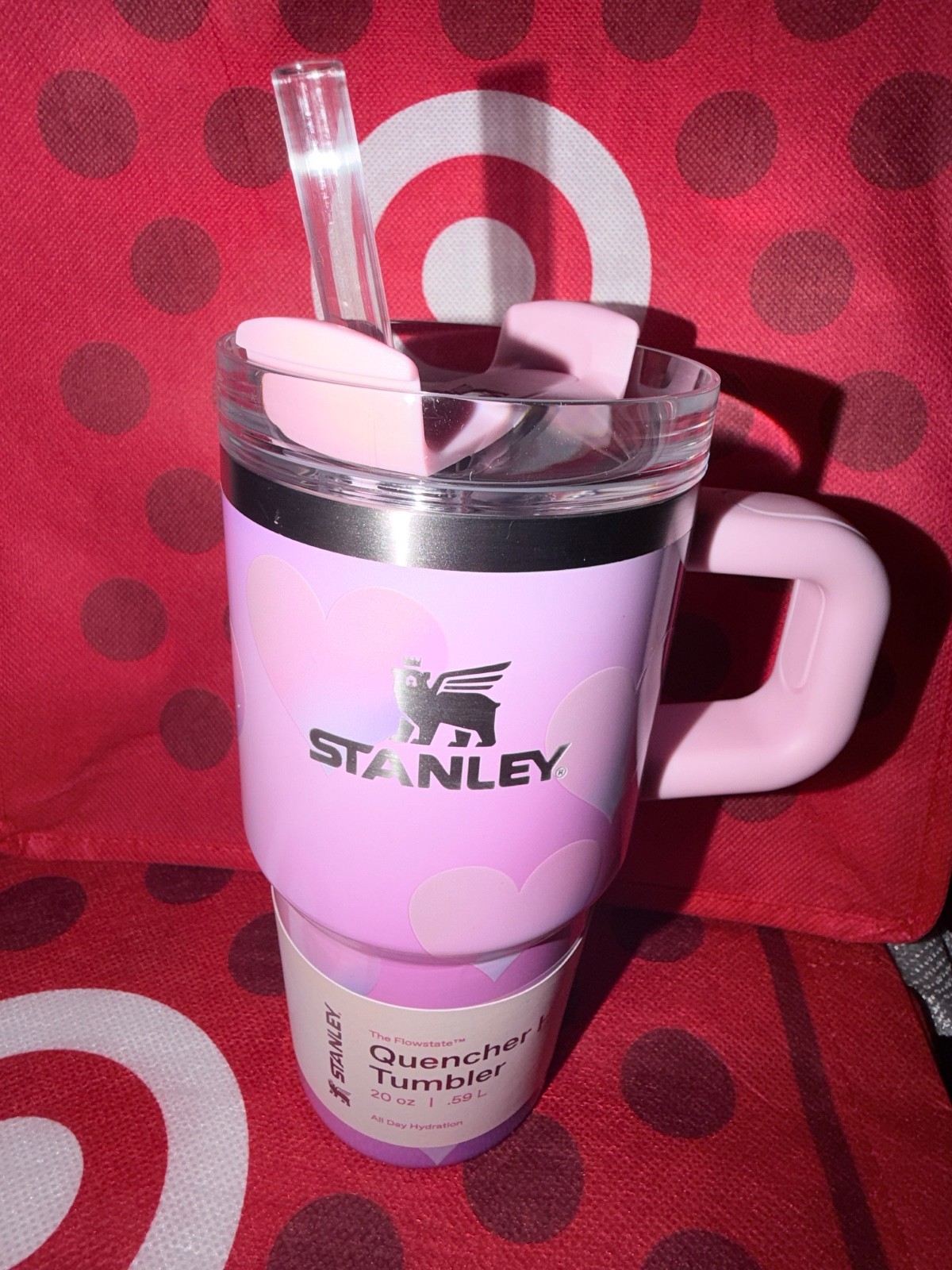 NEW Target Stanley Valentines Day 20 oz Tumbler Powder Pink Heart Gradient